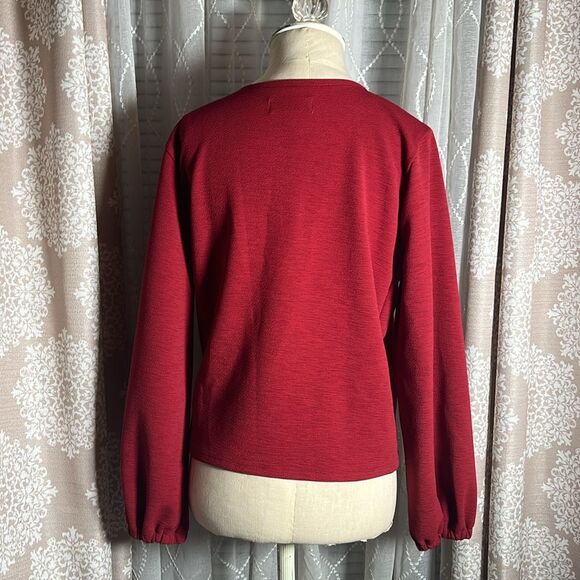 Madewell Texture & Thread Red Wrap Top | Size Medium - Picture 3 of 6
